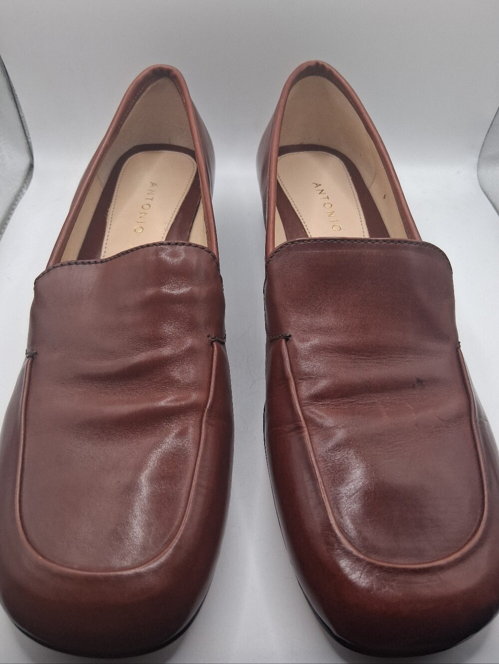 Antonio Melani "Louise" Brown Leather Slip-On Flat Loafers – Women's Size 8
